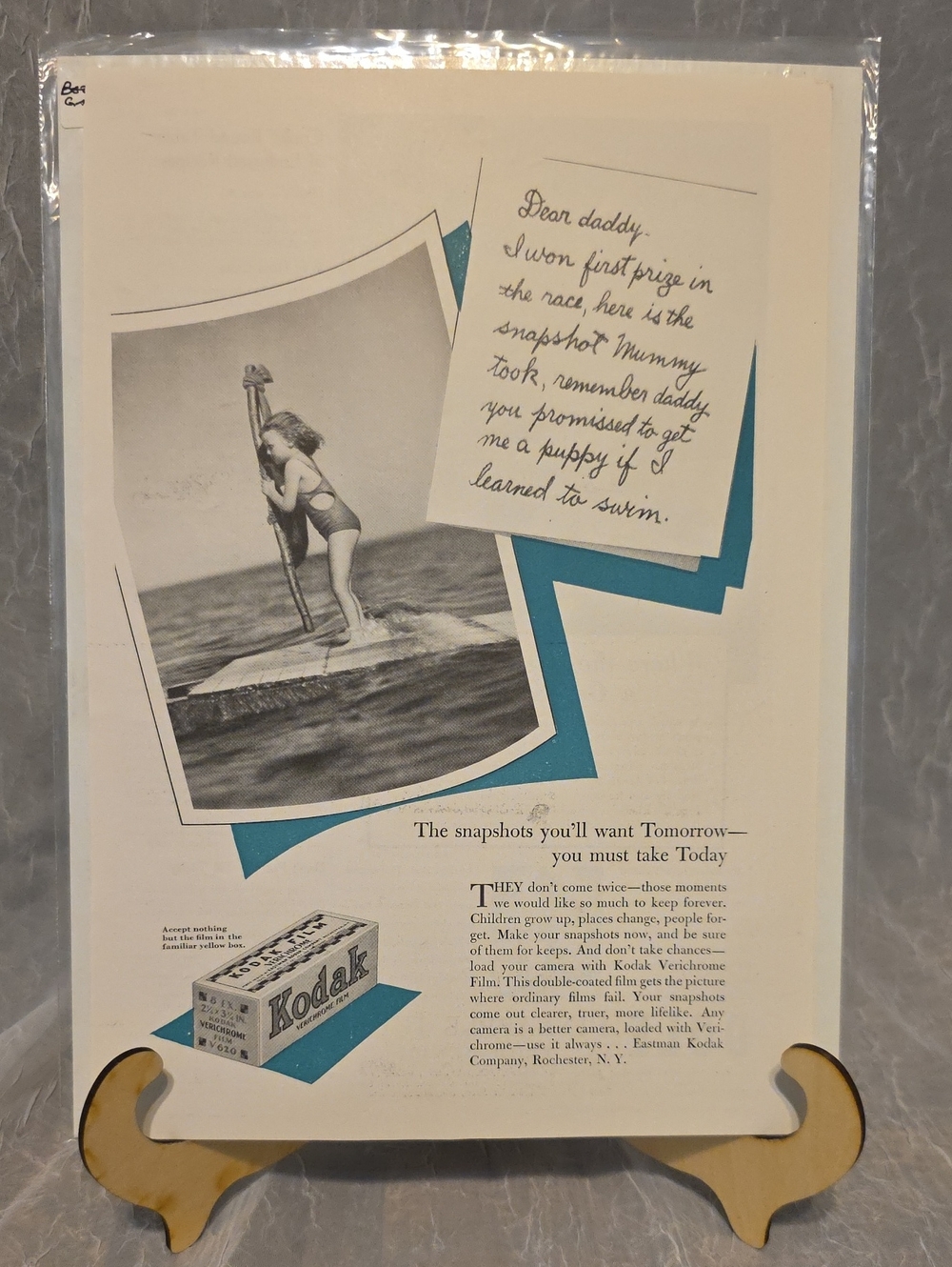Kodak Vintage Ad Wall Art — Cream and Teal Accent - July 1936